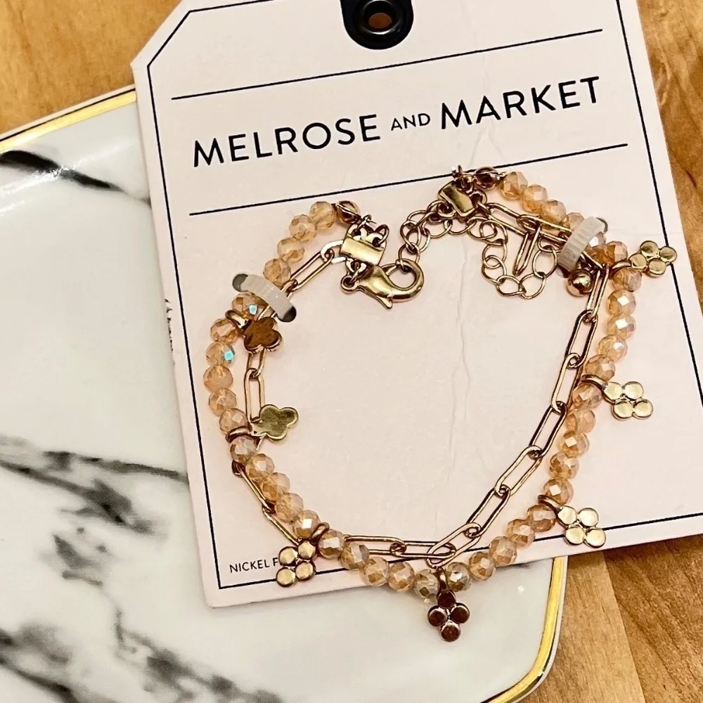 Melrose And Market NWT Bracelet Pink And Gold Nickel Free